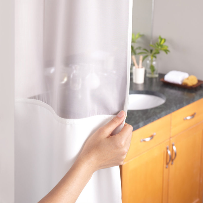 Graphite Hookless Fabric Shower Curtain with Liner