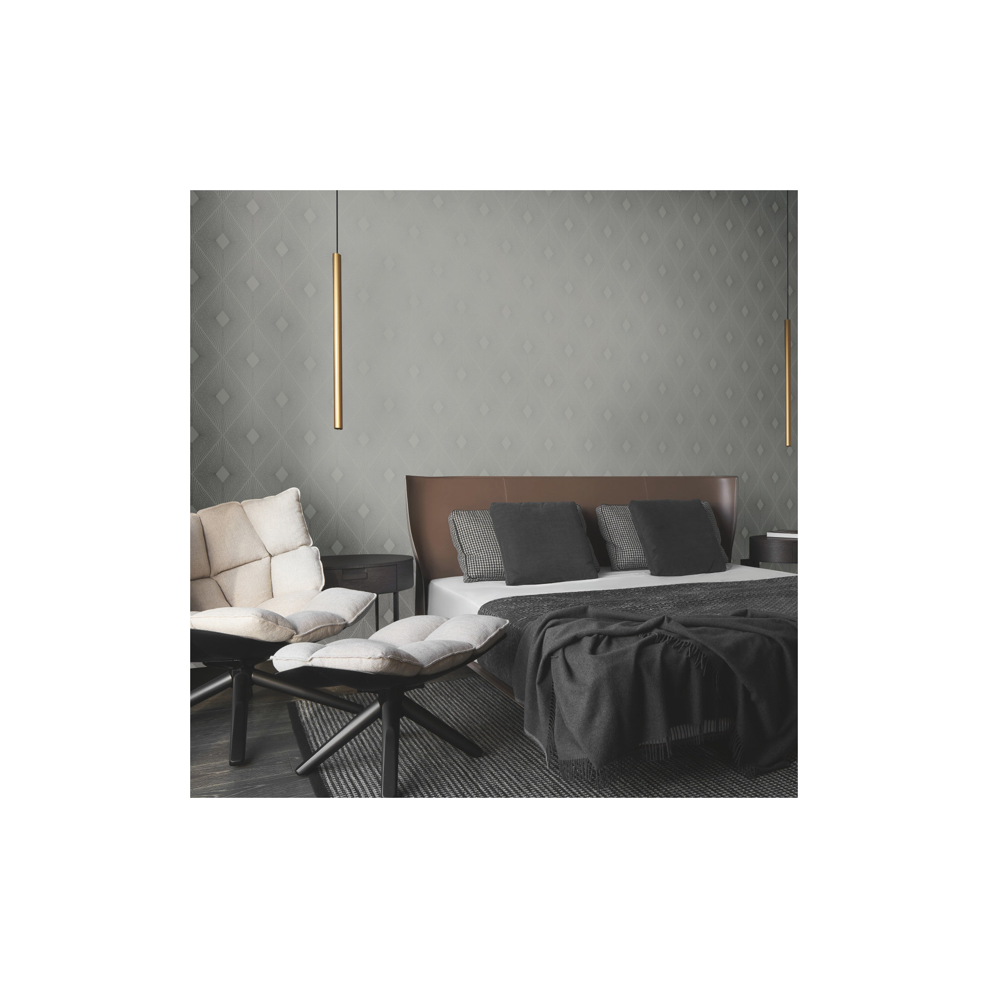 Antonina Vella Modern Metals Modern Geometric Wallpaper, Light Grey/Silver