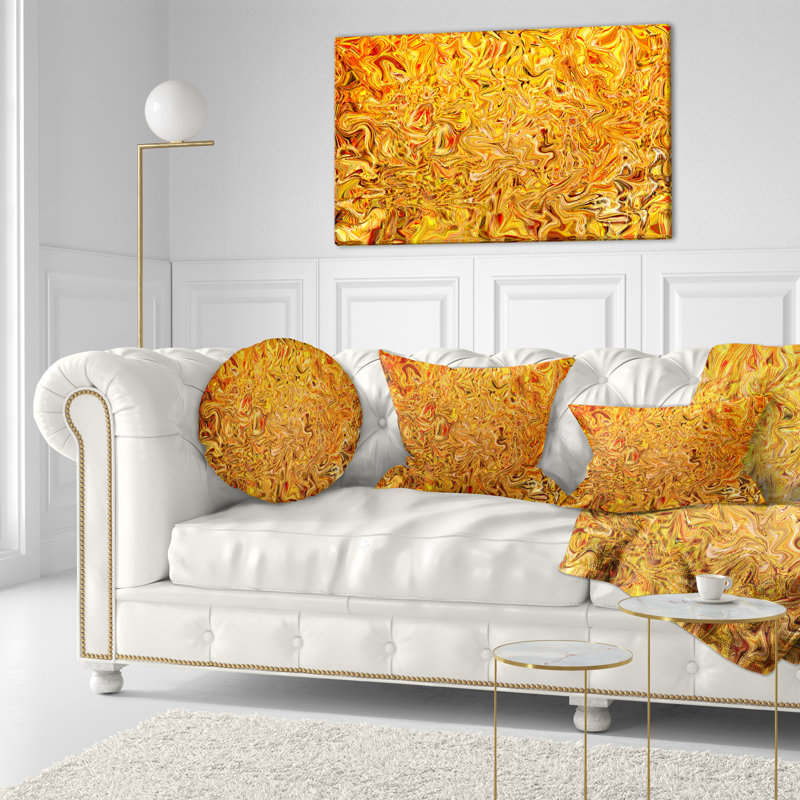 Coussin texturé texturé à motif abstrait jaune
