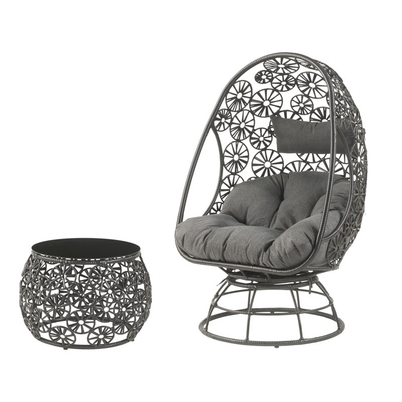 Chaise de patio en osier et table d'appoint Orsina