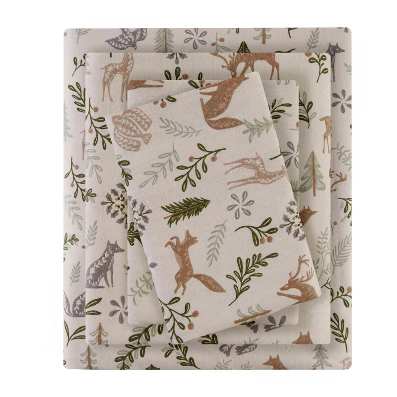Printed Sheet Set Woodland Winter, Twin Bedspread + 2 Additional Pieces