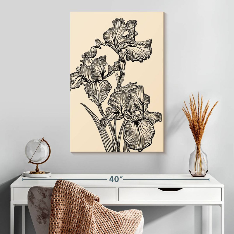 Fleur d'iris rétro, H 30 po x l 20 po