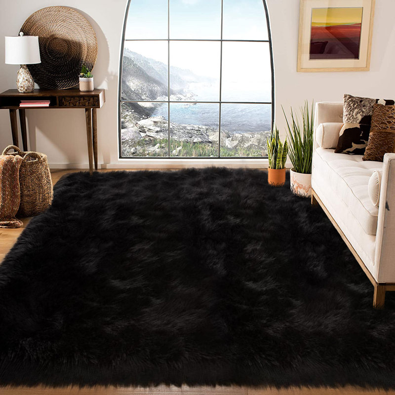 Faux Sheepskin Indoor Rug, Rectangle 9' x 12'