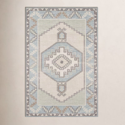Fletcher Light Blue Beige Oriental Rug
