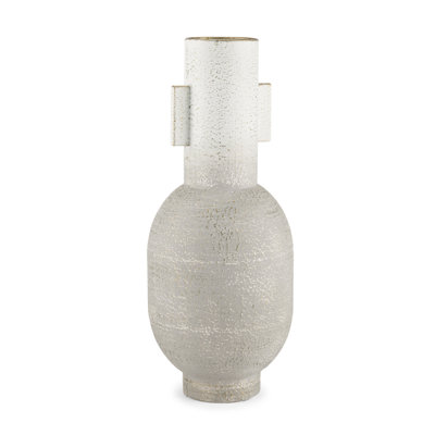 16" Off White  Metal Table Vase