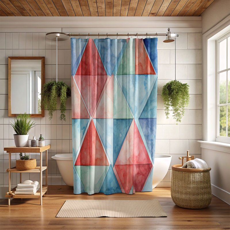 Rideau de douche Mild Polygonal Textures - Premium, H 74 po x l 71 po