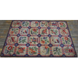 Antique American Hooked Rug America Ivory 1930s