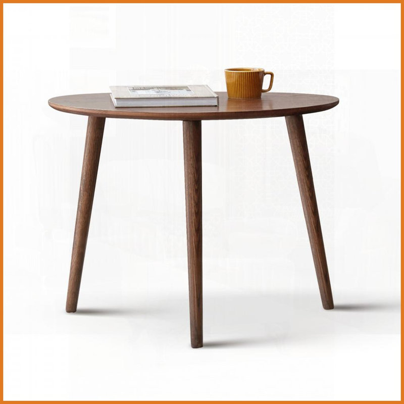 Solid Oak Mid-Century Coffee Table - Oval Staggered Heights, Formaldehyde-Free, Easy Assembly for Living Room