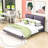 Queen Upholstered Platform Bed with Sensor Light and Floating Design-1511551176
