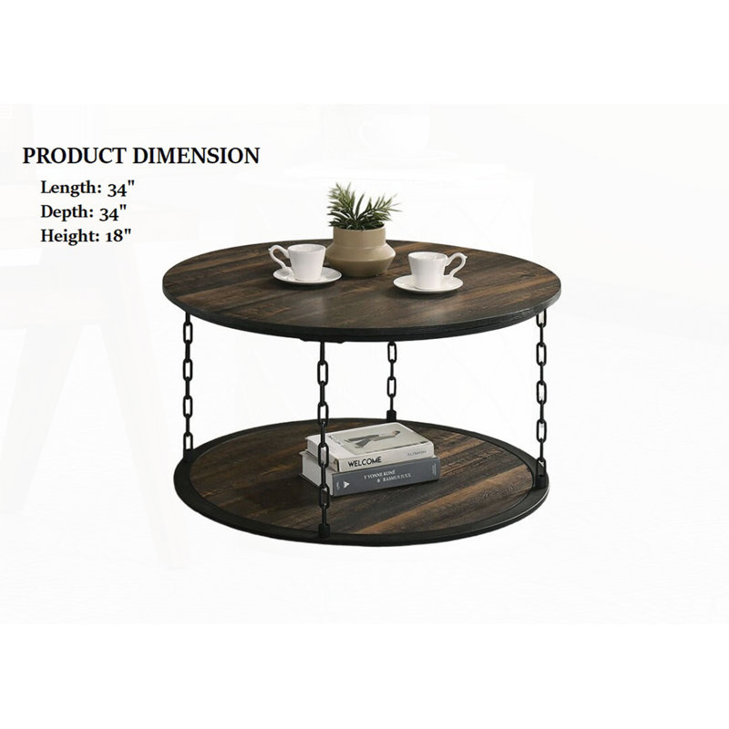 Rustic Style 3Pc Table Set, Dark Brown