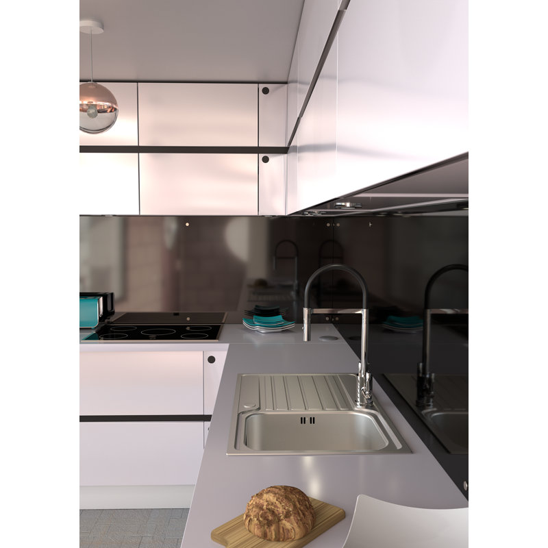 Abode Designs 500mm W Single Bowl Stainless Steel Kitchen Sink with 2 Faucet Holes