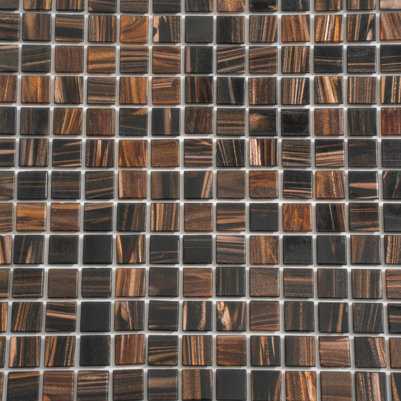 Mingles 12 in. x 12 in. Glossy Bark Brown Glass Mosaic Wall and Floor Tile (20 sq. ft./case) (20-pack)