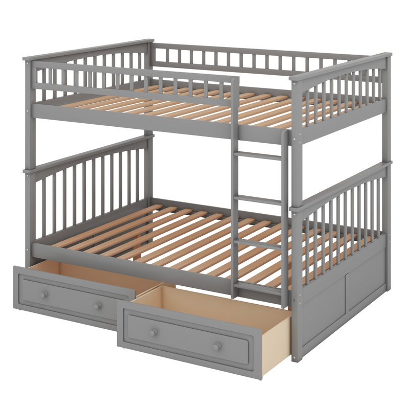 Bunk Bed With Drawers, Convertible Beds, Gray