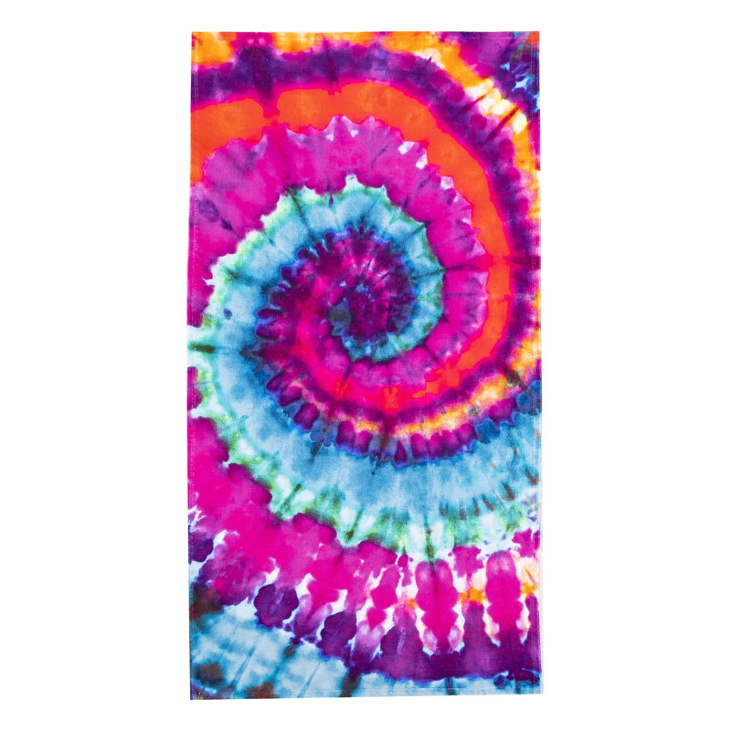 Psychedelic Tie Dye Beach Towel, 30 x 60 inches