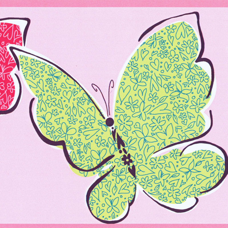 Junot Floral Border, Pink/Green
