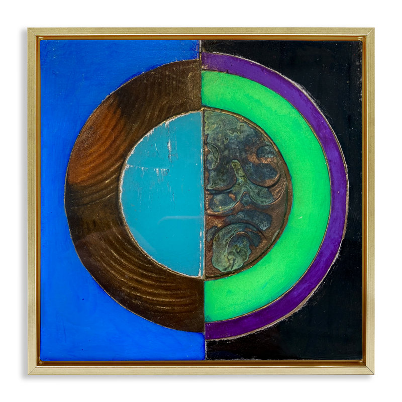 Cadre flottant Nocturnal Circle Symmetry, design par Matthew Finger, Cadre flottant métallique doré, H 18 po x l 18 po