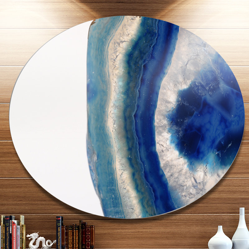 Macro de pierre d'agate bleue - impression sur métal, H 36 po x l 36 po