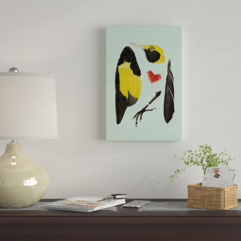 « oiseau », reproduction d’impression sur toile, H 12 po x l 8 po x P 0,75 po, Toile tendue, Pas de tapis