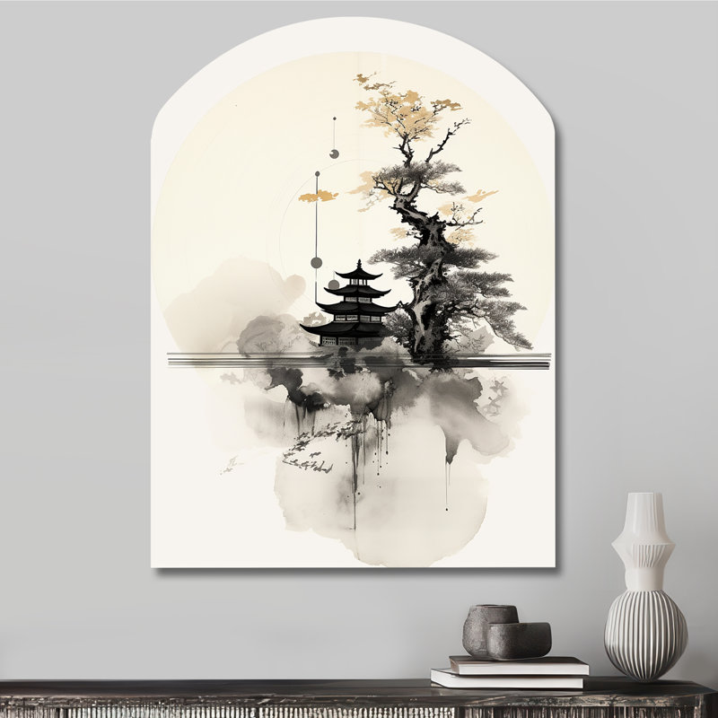 «Asian Art Samurais Landscape II - Arch Asian Art», Art mural en métal, reproduction de sculpture murale asymétrique en métal