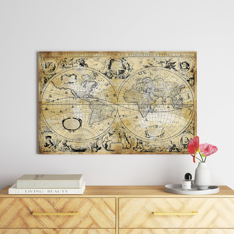 Antique World Map by Russell Brennan - Wrapped Canvas Print, 66.04 cm H x 45.72 cm W x 3.175 cm D