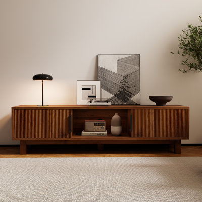 59"W Fluted TV Stands For Tvs Up To 65" With Power Outlets & Storage Compartments