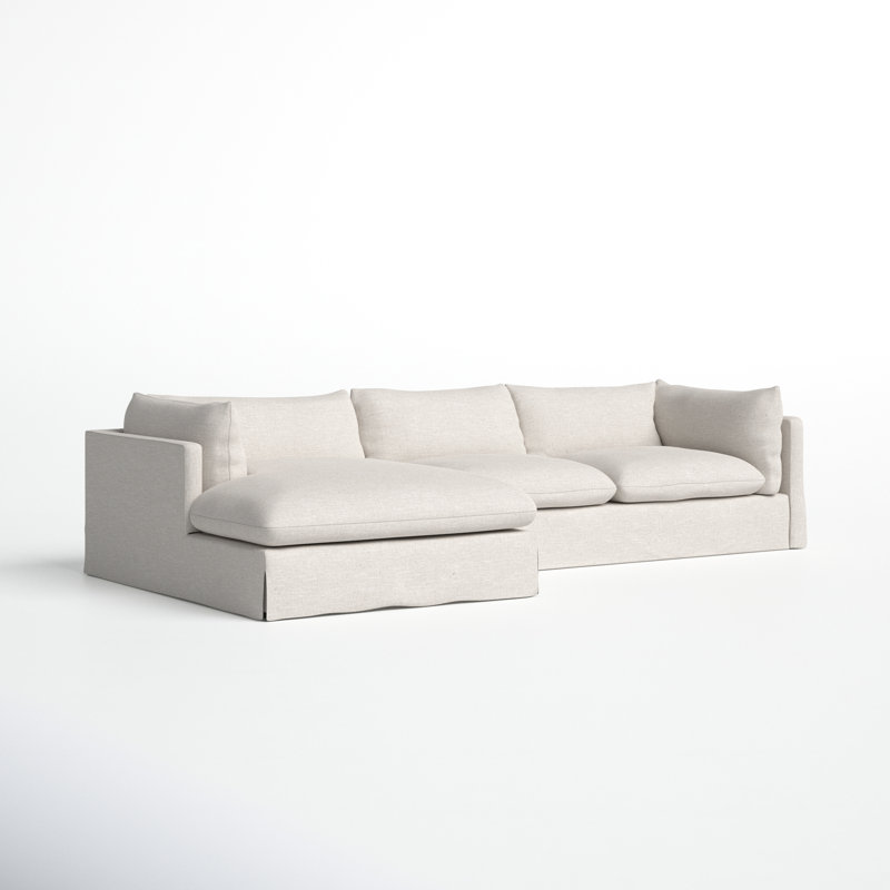 Zuri Slipcover Chaise Sectional, Left Hand Facing, Bennett Moon Polyester Blend, 31.5" H x 133" W x 67" D