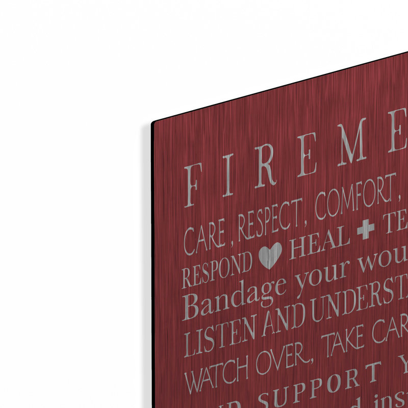 Art mural luxueux en métal «Firemen» par Elizabeth Tyndall, 16 po x 24 po, H 24 po x l 16 po