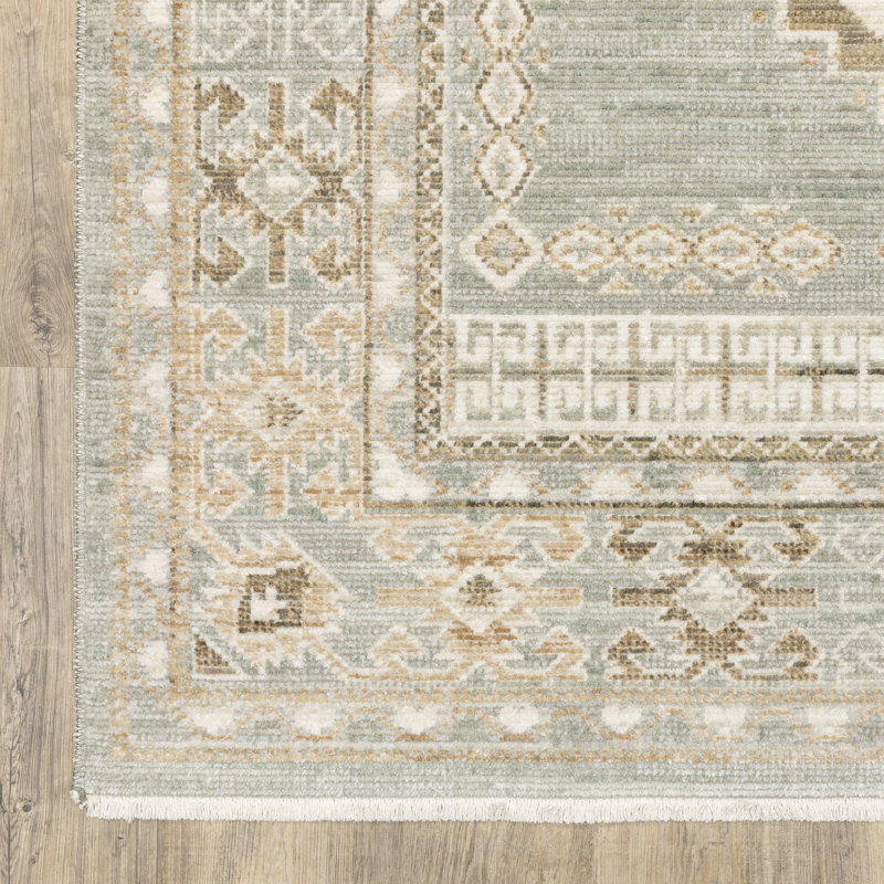 Lainey Bohemian Tribal Medallions Pale Blue/Ivory Area Rug, Rectangle 9'10" x 12'6"