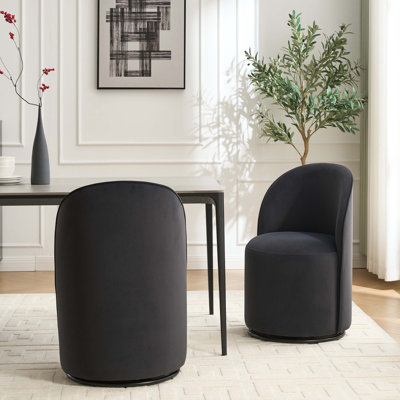 Ensemble de 1 chaise demi-tonneau de cuisine et de salle à manger rembourrée, chaise de salle à manger ronde en velours moderne Mid-Century pour un confort pivotant à 360 degrés dans la chambre et le salon