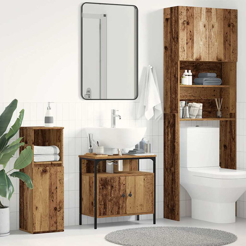 60cm Single Bathroom Vanity Base Only, Old Wood