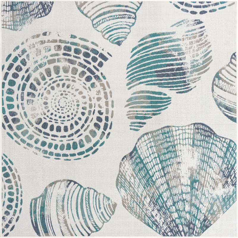 Outdoor Ayton Area Rug Sand Color, Square 7'10"