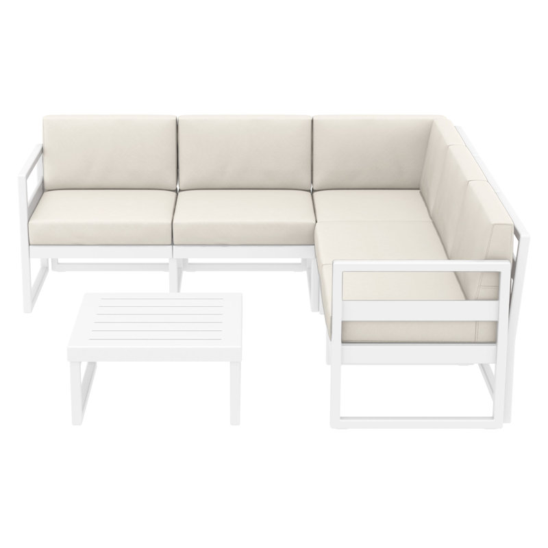 Ensemble de conversation modulaire avec coussins 2 pièces Lane, Toile granit Sunbrella®, Blanc