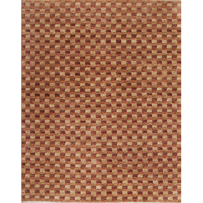 Textures Hand Knotted Wool Area Rug in Red