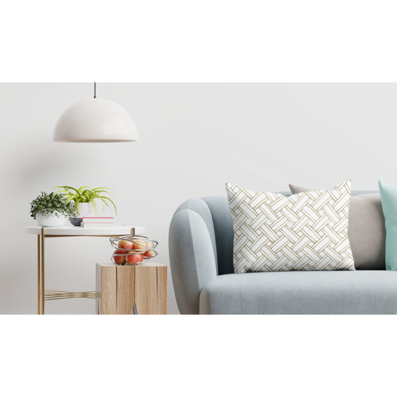 Abstract Outdoor Reversible Throw Pillow, White Beige