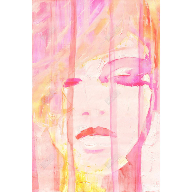 "Portrait abstrait féminin" sur toile, H 36 po x l 24 po