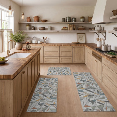 Geometric Mosaic Non-Slip Washable Kitchen Mats