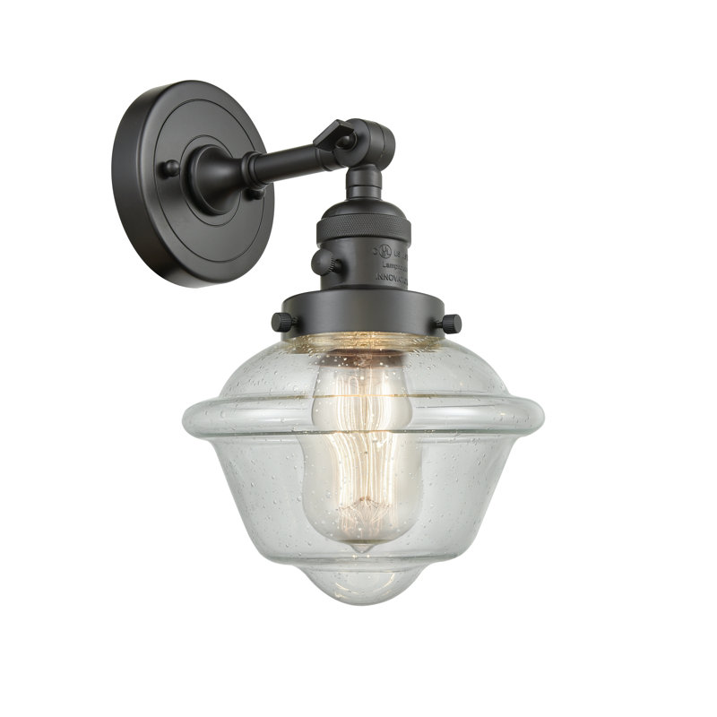 Applique murale à bras 1 lumière Agosto, Ampoule DEL rétro de 3,5 watts, Grainé, Bronze huilé