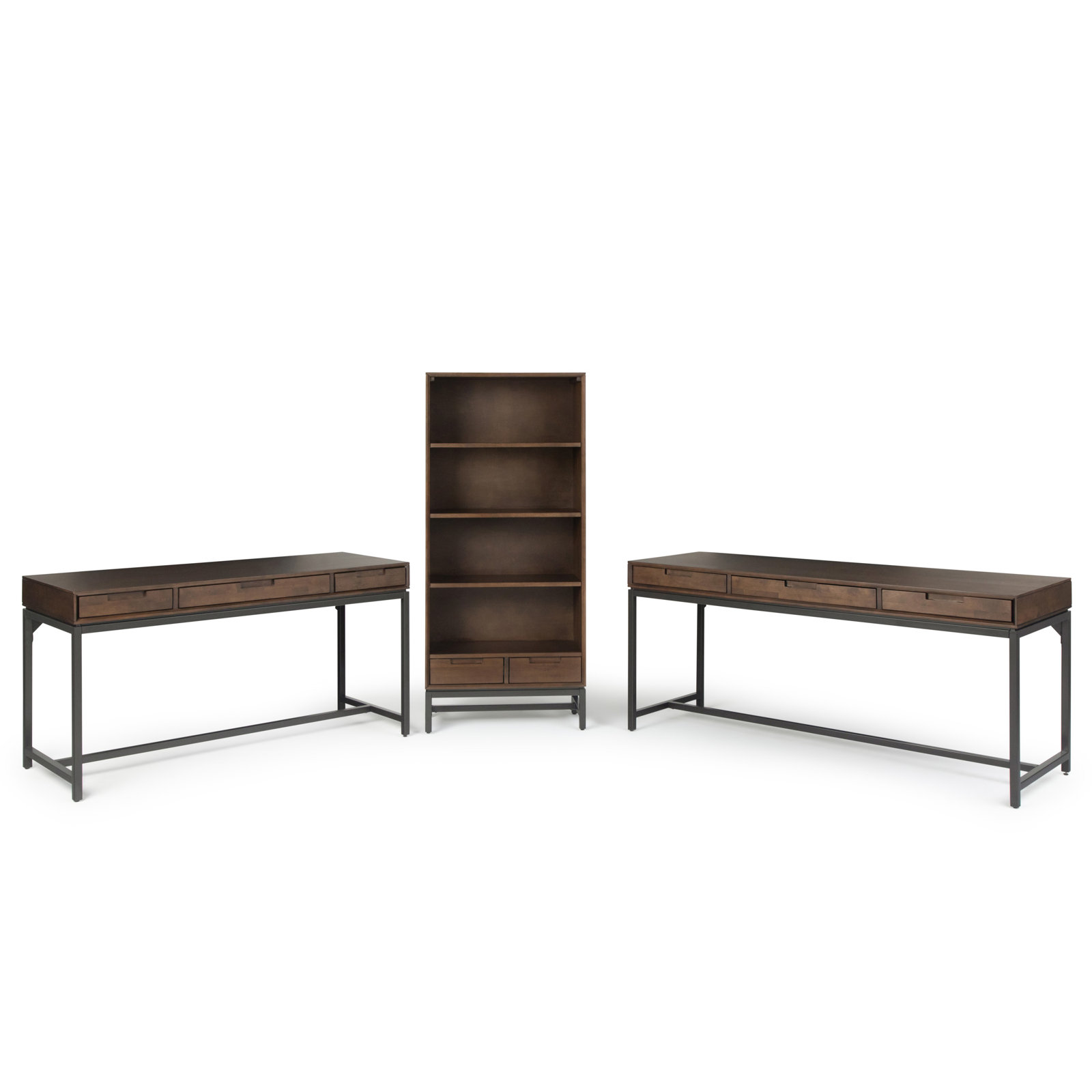Lars 72" Writing Desk, Walnut Brown/Black, 31.50" H x 72" W x 24" D
