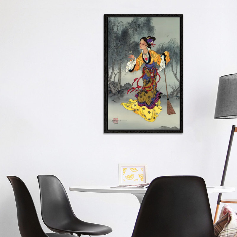 White Butterfly - Painting on Canvas, Black Framed, 101.6 cm H x 66.04 cm W