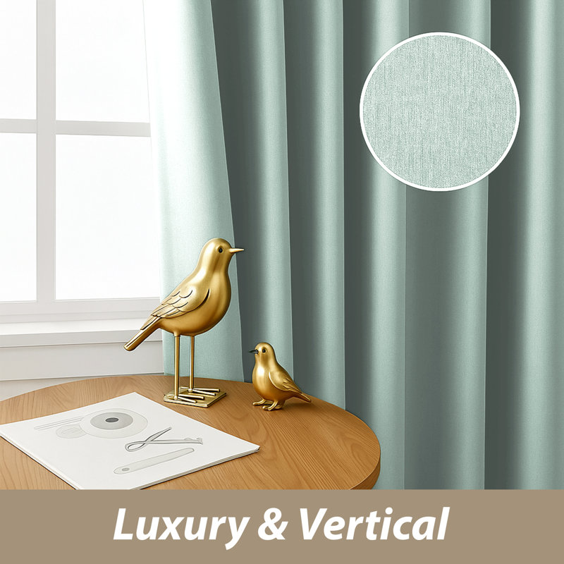 Linen Blend Blackout Curtain Panels – Thermal Insulated Eyelet Grommet Room Darkening Window Drapes for Bedroom & Living Room (Set of 2)
