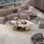 Table basse de luxe moderne en marbre avec base piédestal en métal 51 po Hannie-106691681-106691680