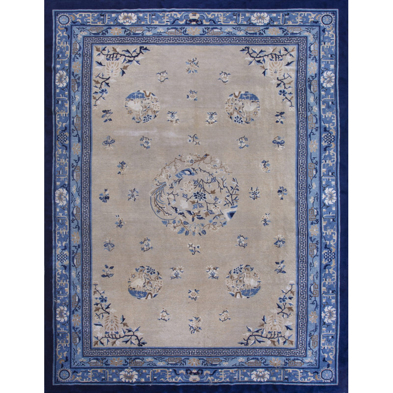 Tapis chinois en laine antique noué des années 1920