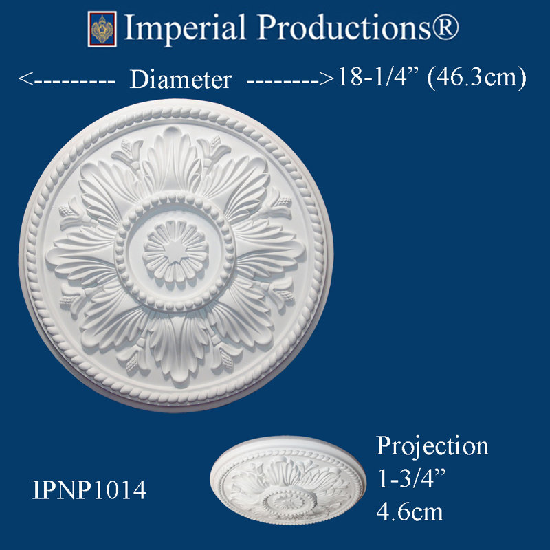 Médaillon de plafond H 18 1/4 po x l 18 1/4 po x P 1 3/4 po