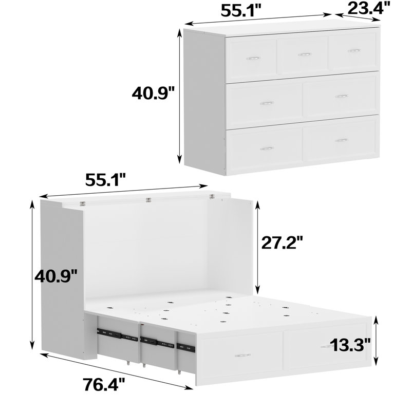 Lit escamotable moderne avec tiroirs de rangement et conception pliable peu encombrante - parfait pour les espaces de vie compacts