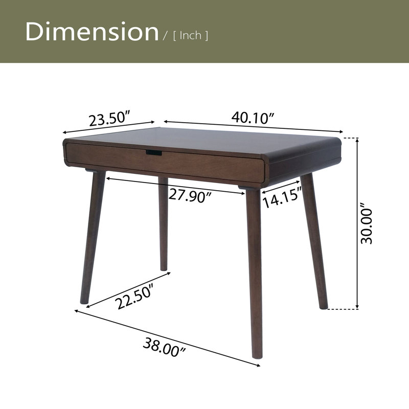 Bureau d'écriture avec grands tiroirs, table d'ordinateur pour espace de travail ou entrée