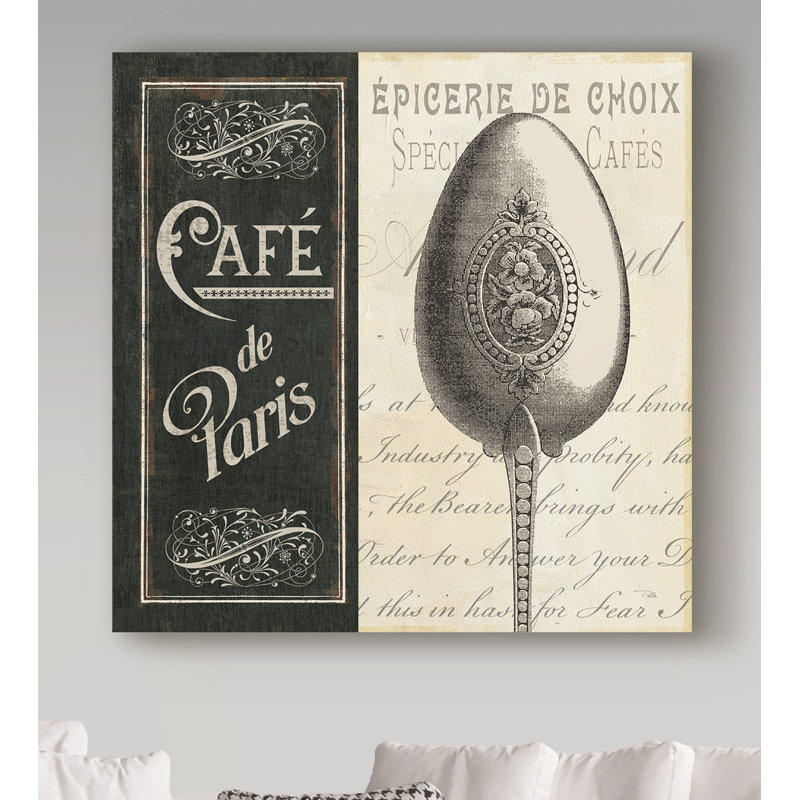 "French menu I" par Pela Studio - reproduction d'art textuel sur toile, H 35 po x l 35 po x P 2 po