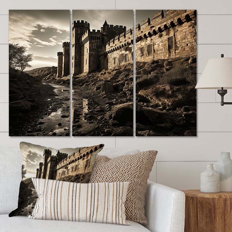 Châteaux, ombres dramatiques élevées II - ensemble de reproductions d'art sur toile, H 28 po x l 36 po x P 1 po