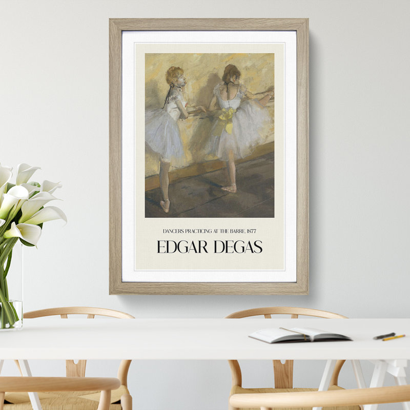 Ballet Ballerina Dancers Practicing At The Bar by Edgar Degas - Single Picture Frame Print on MDF, 48cm H x 36cm W x 2cm D