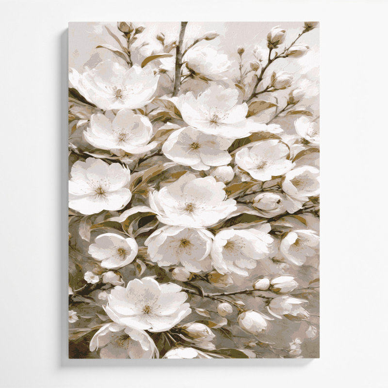 "Watercolor Botanical" 90, art mural sur toile beige, H 12 po x l 18 po