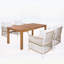 Ensemble de salle à manger de patio 5 pièces en bois d'acacia durable avec fauteuils en rotin pour l'extérieur et l'intérieur, résistant aux intempéries et confortable